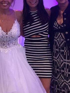 Black & white striped dress with cutout